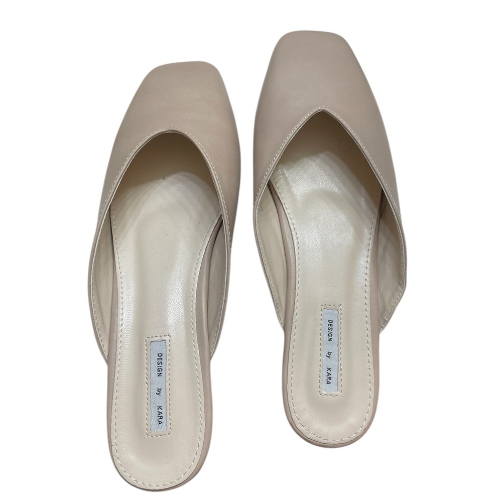 Women's Cream Slip On Flat Shoe Light Beige Mules, 8